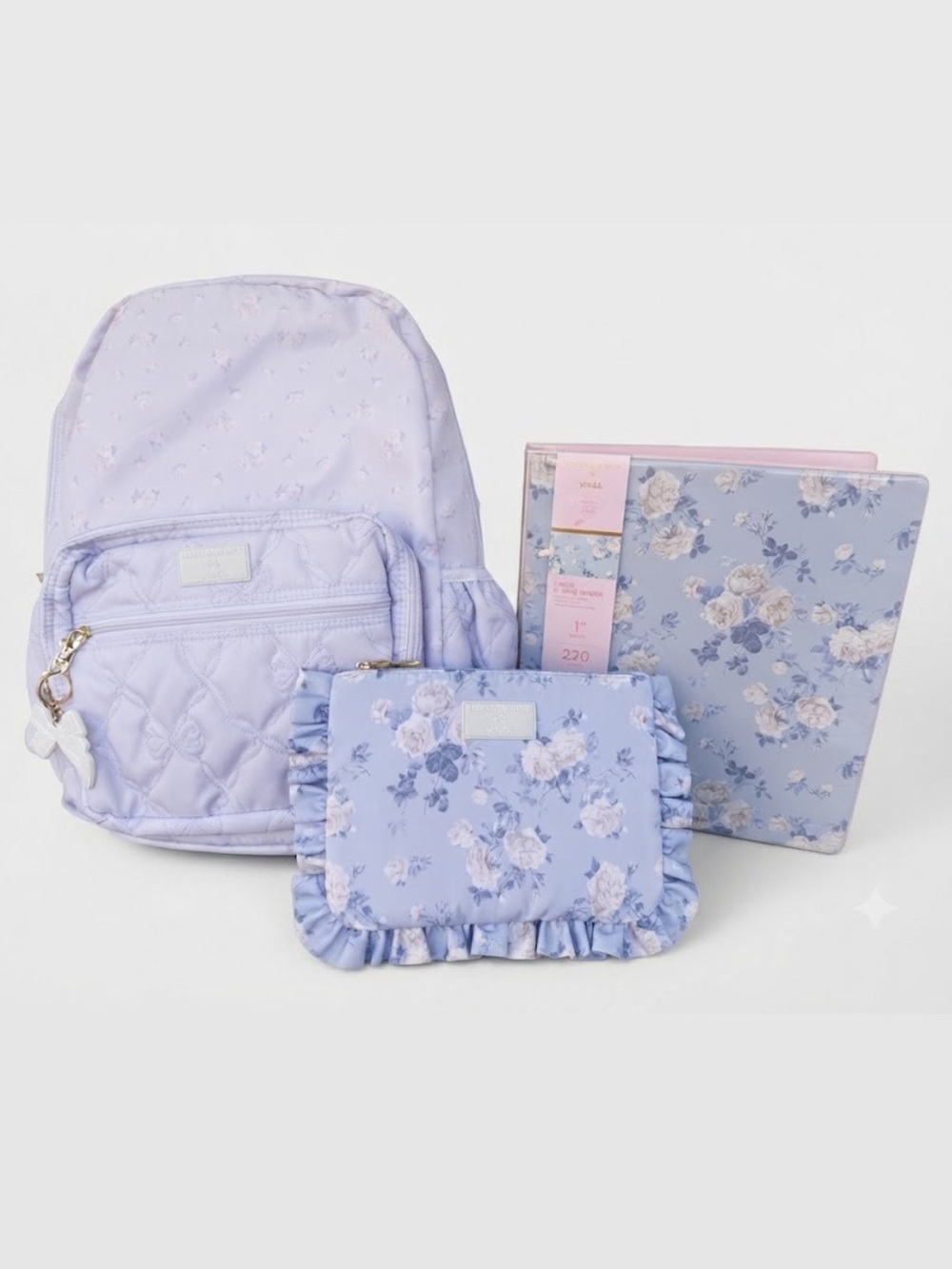 LoveShackFancy Everblooming Rosettes Ditsy Backpack, Binder and Pencil Case